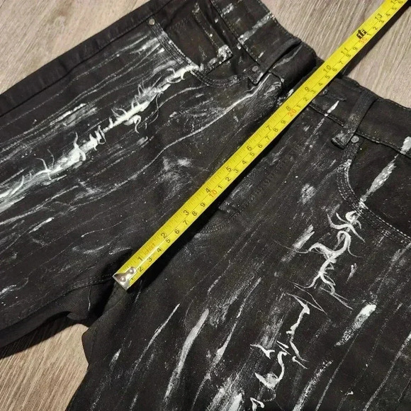 Gothic & grunge black and white abstract hand-painted straight-legged jeans - Picture 16 of 16
